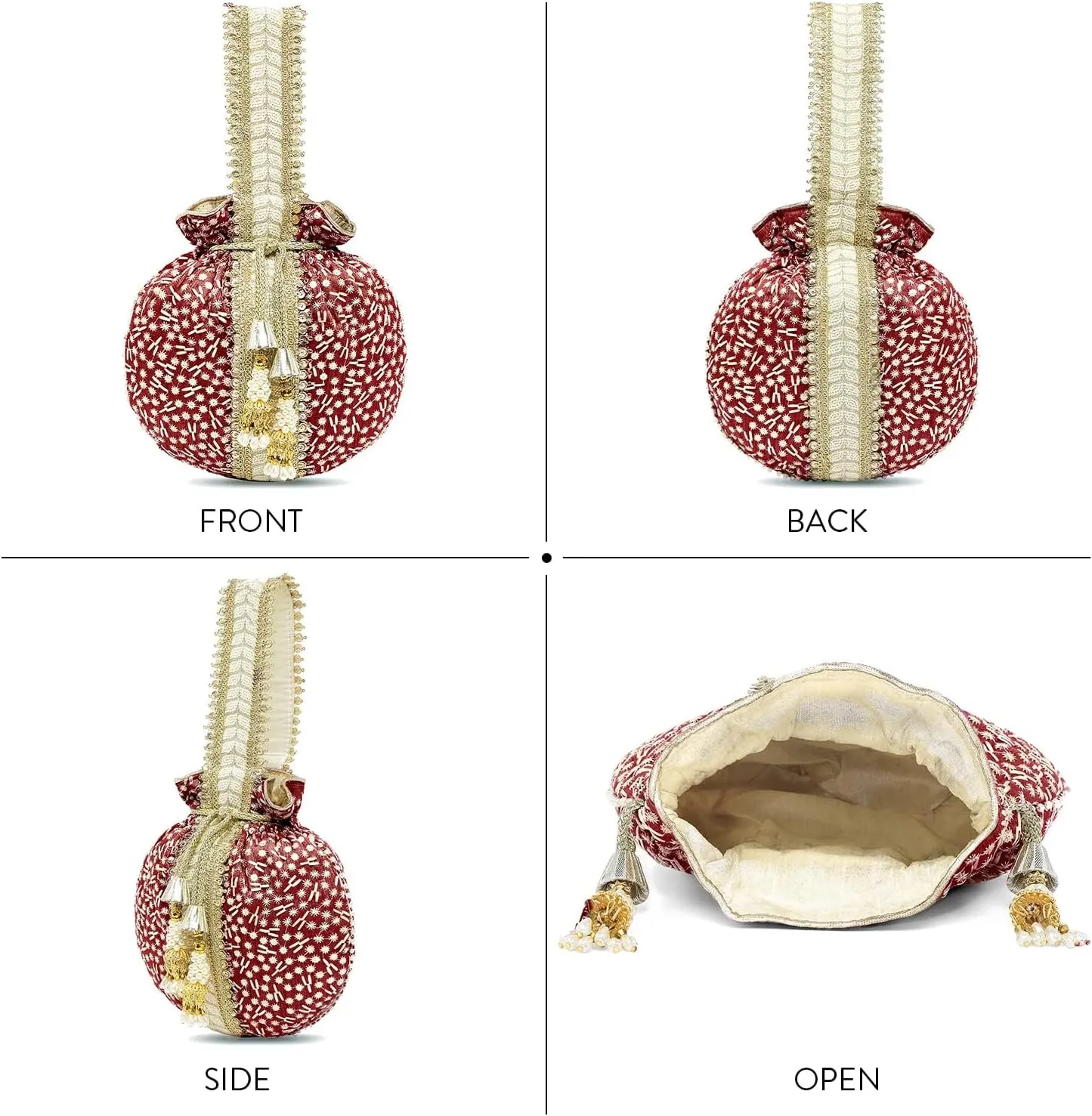 Aheli Potli Bags Gift for Women Evening Bag Clutch Ethnic Bride Purse with Drawstring