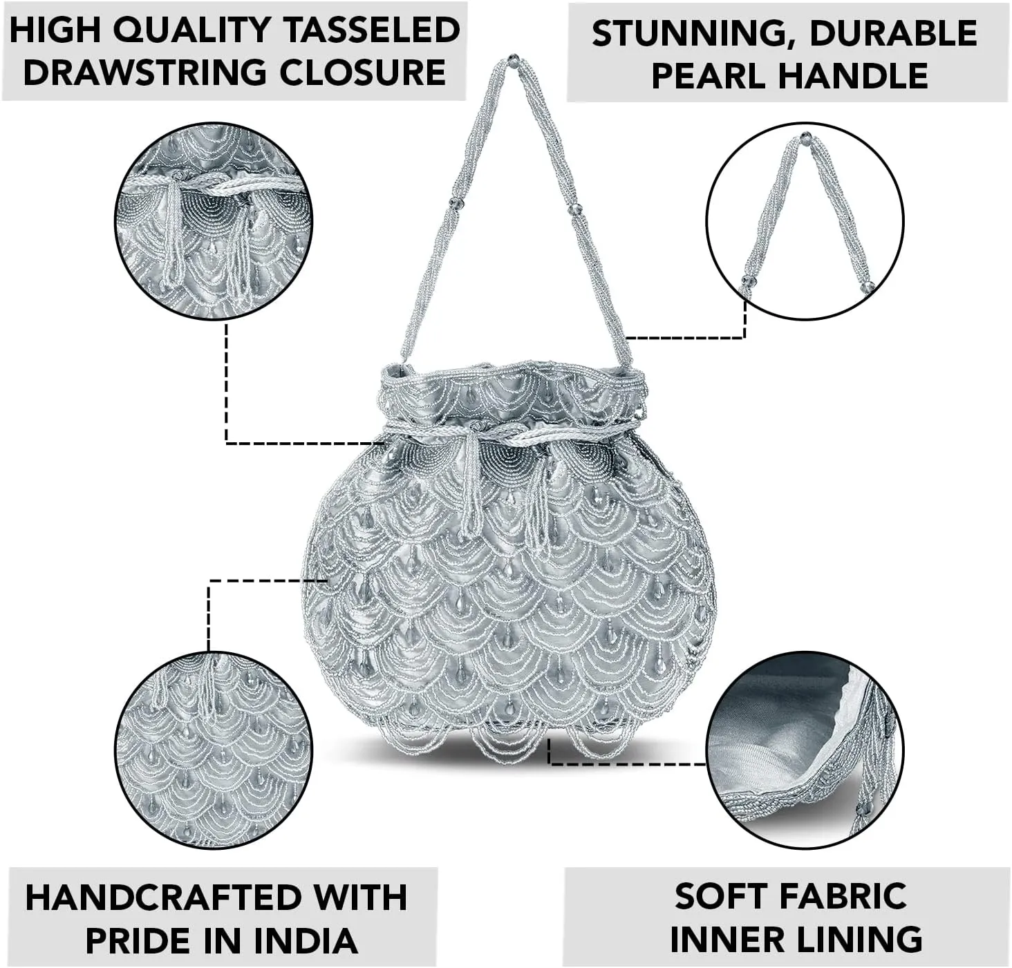 Aheli Potli Bags Gift for Women Evening Bag Clutch Ethnic Bride Purse with Drawstring