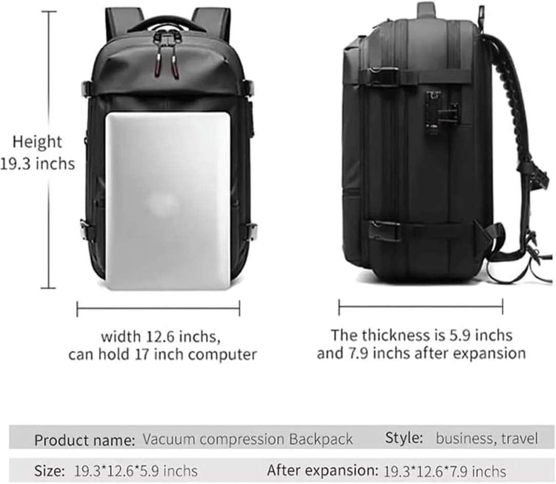 Air Pax Discoverer Travel Bag,Backpack With Vacuum Compression,Air Vacuum Backpack For Travel,Waterproof And Anti-Theft (Dark gray, Extra Large)