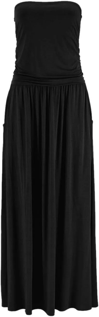 Alaster Queen Women’s Strapless Bandeau Summer Long Floral Dress Off Shoulder Beach Maxi Dress with Pockets