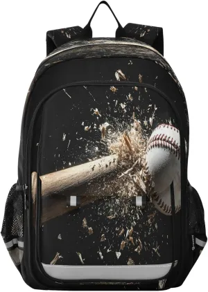 ALAZA Baseball Bat Baseball Hit School Backpacks Travel Laptop Bag Kids Bookbag for Girls Boys Teens Women Men