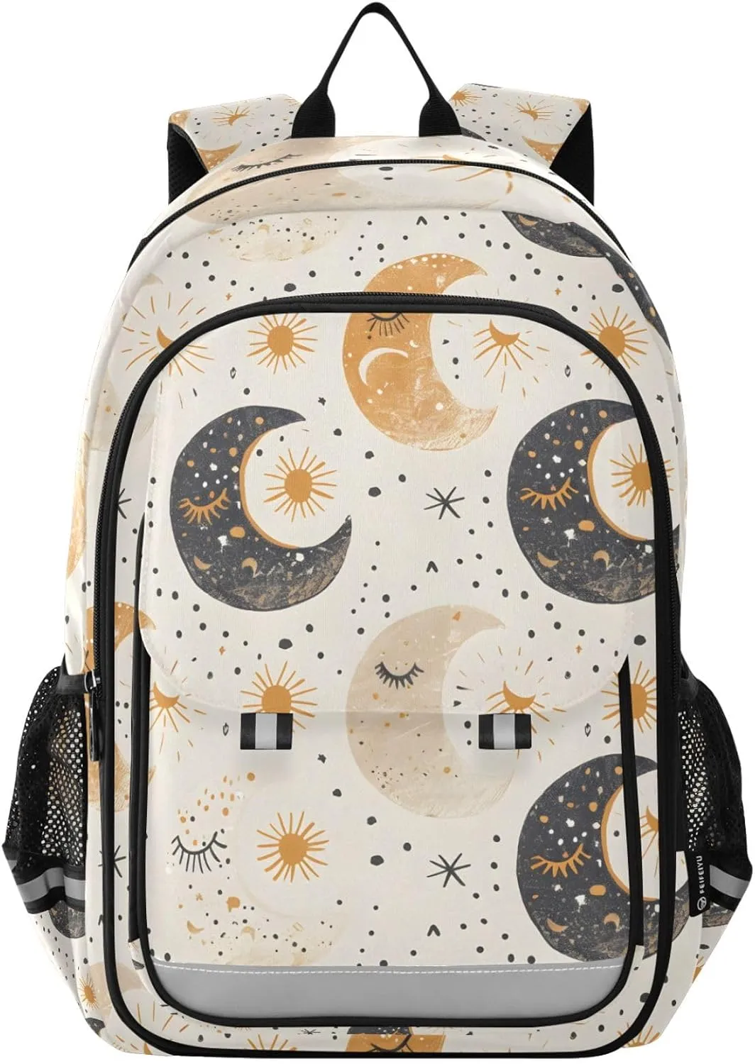 ALAZA Boho Moon Phases Beige White Laptop Backpack Purse for Women Men School Bag 17 Inch Bookbag Student Boys Girls Travel Casual Daypack