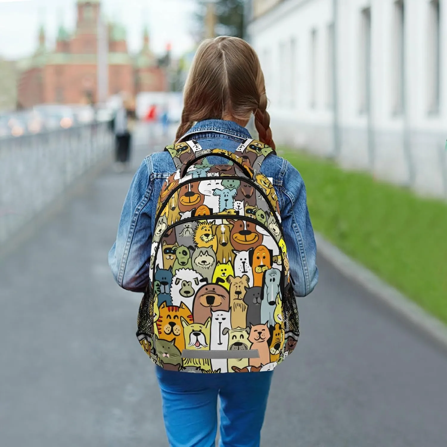 ALAZA Cute Cartoon Doodle Dogs and Cats Backpacks Travel Laptop Daypack School Book Bag for Men Women Teens Kids