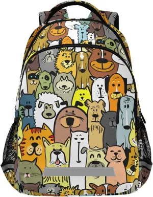 ALAZA Cute Cartoon Doodle Dogs and Cats Backpacks Travel Laptop Daypack School Book Bag for Men Women Teens Kids