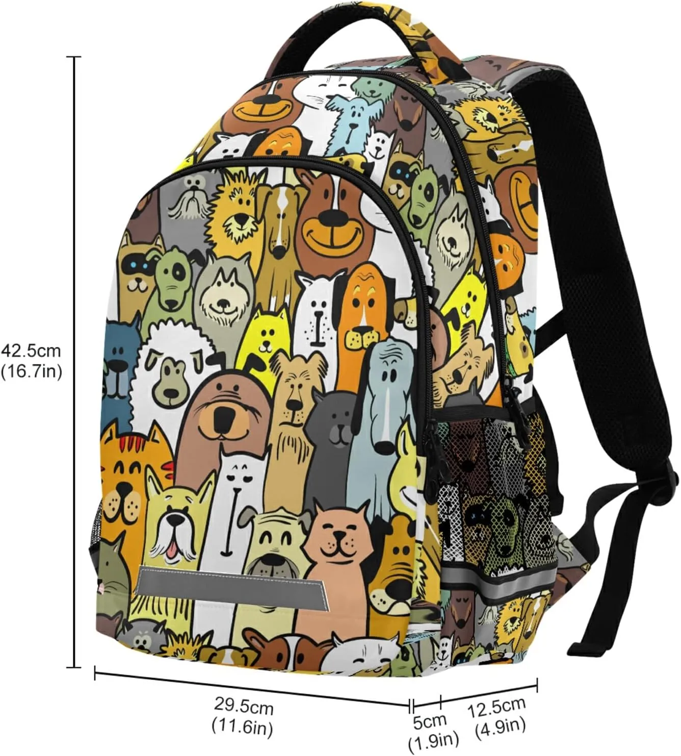 ALAZA Cute Cartoon Doodle Dogs and Cats Backpacks Travel Laptop Daypack School Book Bag for Men Women Teens Kids