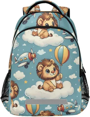 ALAZA Cute Lion Cubs Sky Backpack Girls Kids Backpacks Boys School Bookbag 3rd 4th 5th Grade Casual Daypack Laptop Shoulder Bag with Chest Strap