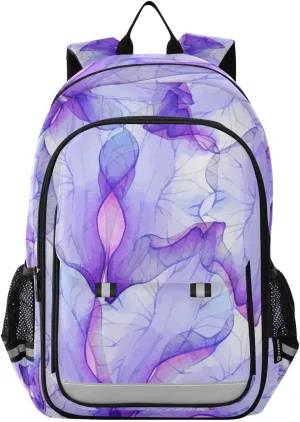 ALAZA Flower Purple Petals Laptop Backpack Purse for Women Men School Bag 17 Inch Bookbag Student Boys Girls Travel Casual Daypack