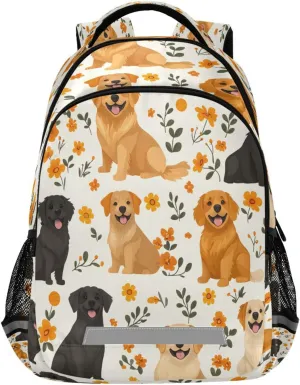 ALAZA Flower Surrounded Dog Pattern Backpacks Travel Laptop Daypack School Book Bag for Men Women Teens Kids