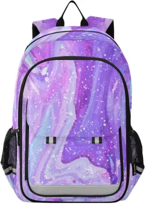 ALAZA Fluid Marble Purple Tie Dye Laptop Backpack Purse for Women Men School Bag 17 Inch Bookbag Student Boys Girls Travel Casual Daypack