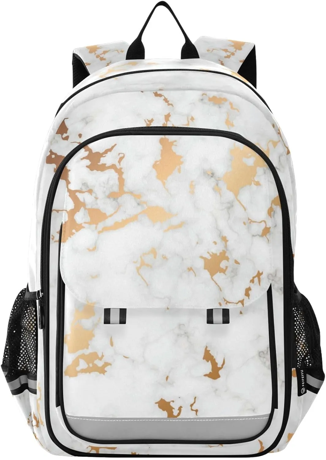 ALAZA Gray Marble White Gold Fluid Laptop Backpack Purse for Women Men School Bag 17 Inch Bookbag Student Boys Girls Travel Casual Daypack