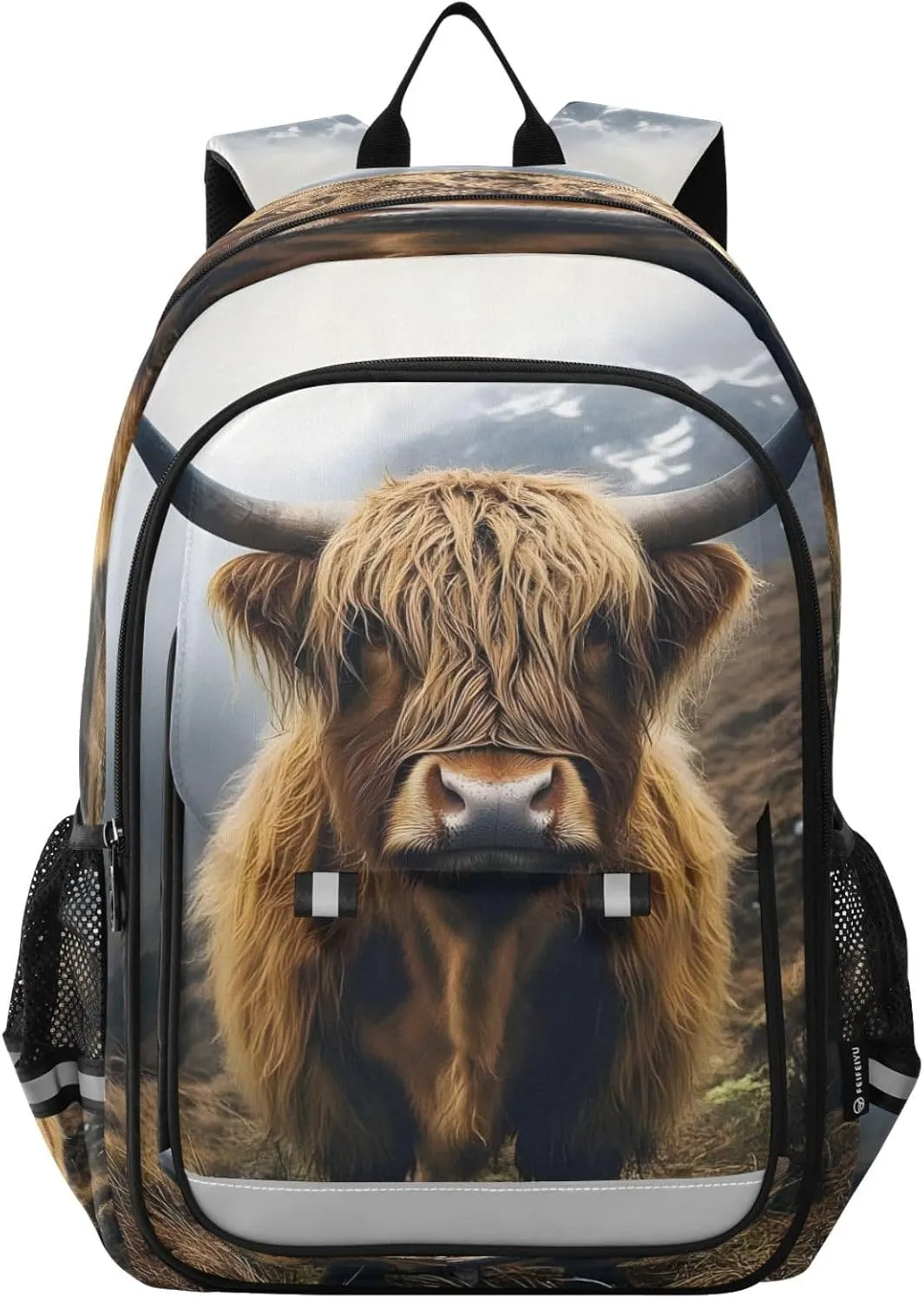 ALAZA Highland Cow Cattle Mountains Laptop Backpack Purse for Women Men School Bag 17 Inch Bookbag Student Boys Girls Travel Casual Daypack
