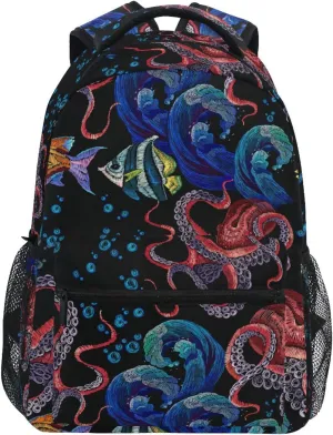 ALAZA Octopus Tropical Fishes Large Backpack,Unisex Girls Kids College Bookbags Daypack Bag,Water Resistant Personalized Laptop iPad Tablet Children Backpack Travel College Bag