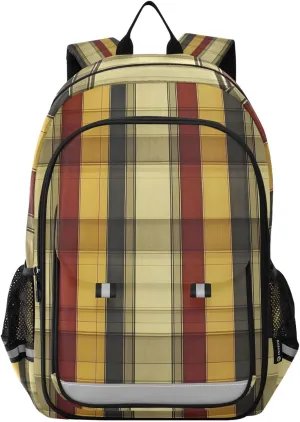 ALAZA Reddish Brown Plaid Check School Backpacks Travel Laptop Bag Kids Bookbag for Girls Boys Teens Women Men
