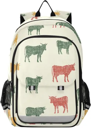 ALAZA Retro Highland Cow Color Laptop Backpack Purse for Women Men School Bag 17 Inch Bookbag Student Boys Girls Travel Casual Daypack