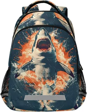 ALAZA Shark Retro Blue Ocean Backpack Girls Kids Backpacks Boys School Bookbag 3rd 4th 5th Grade Casual Daypack Laptop Shoulder Bag