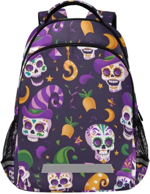 ALAZA Skeletons Jester Hats Skull Backpack Girls Kids Backpacks Boys School Bookbag 3rd 4th 5th Grade Casual Daypack Laptop Shoulder Bag