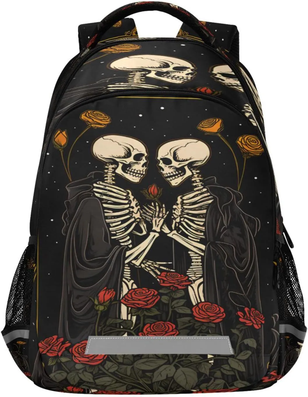 ALAZA Skull in Love with Roses Flowers Backpacks Travel Laptop Daypack School Book Bag for Men Women Teens Kids