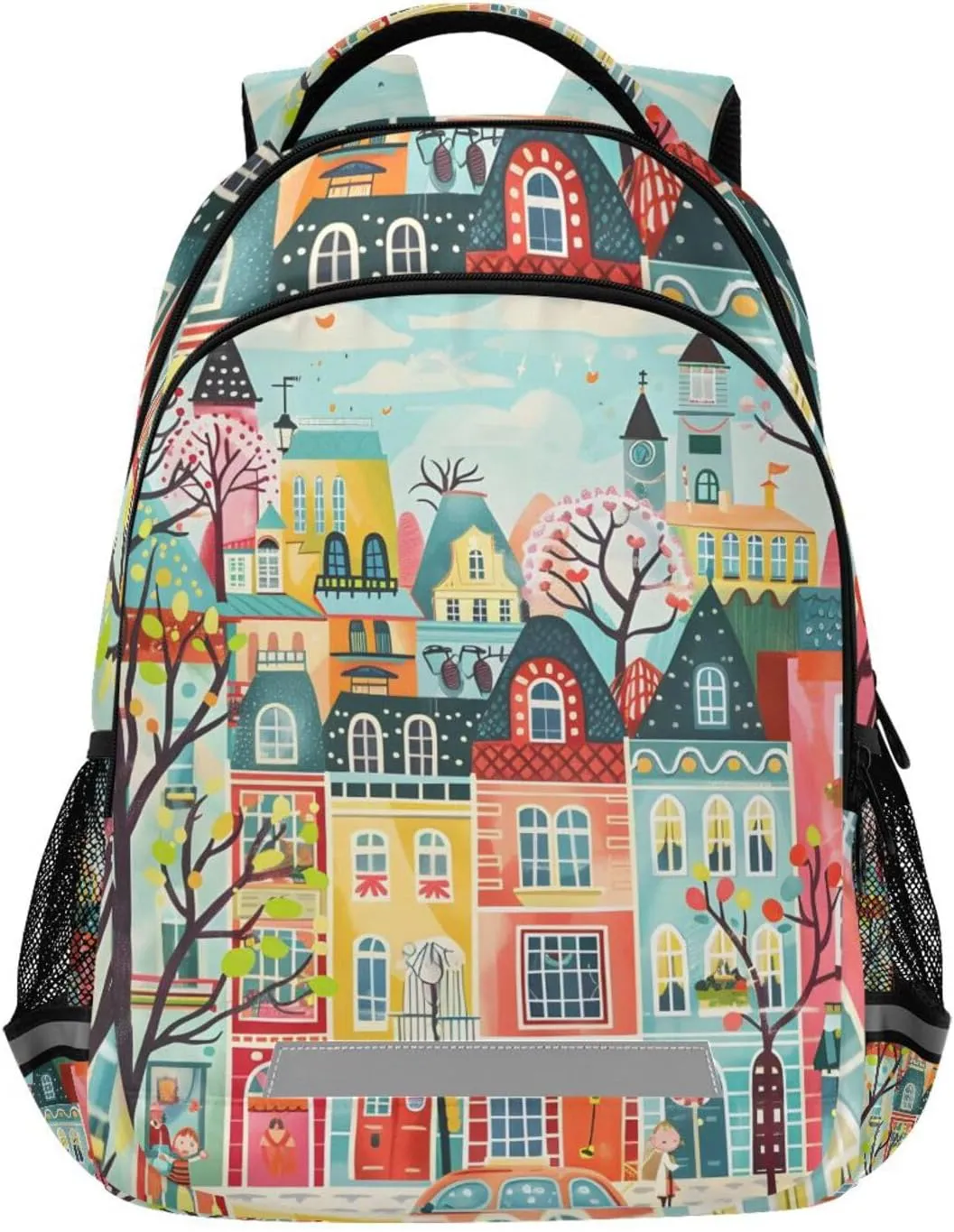 ALAZA Small Town Car Doodle Backpack Girls Kids Backpacks Boys School Bookbag 3rd 4th 5th Grade Casual Daypack Laptop Shoulder Bag