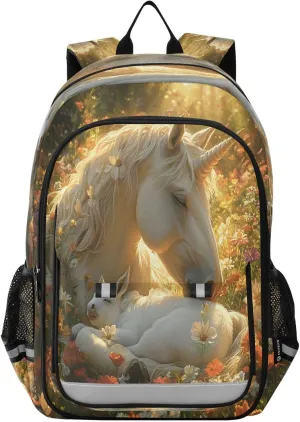 ALAZA Unicorn Flowers School Backpacks Travel Laptop Bag Kids Bookbag for Girls Boys Teens Women Men