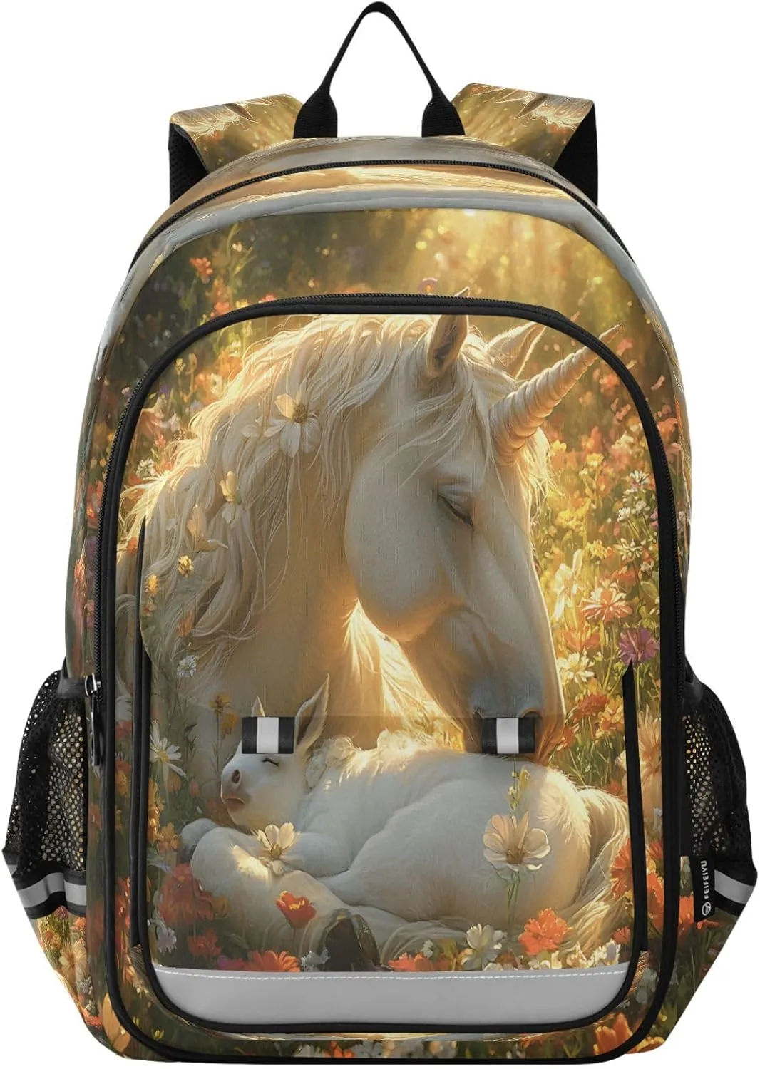 ALAZA Unicorn Flowers School Backpacks Travel Laptop Bag Kids Bookbag for Girls Boys Teens Women Men