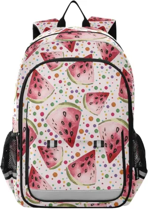 ALAZA Watercolor Watermelon Pot Dot Backpacks Reflective Safety Backpack