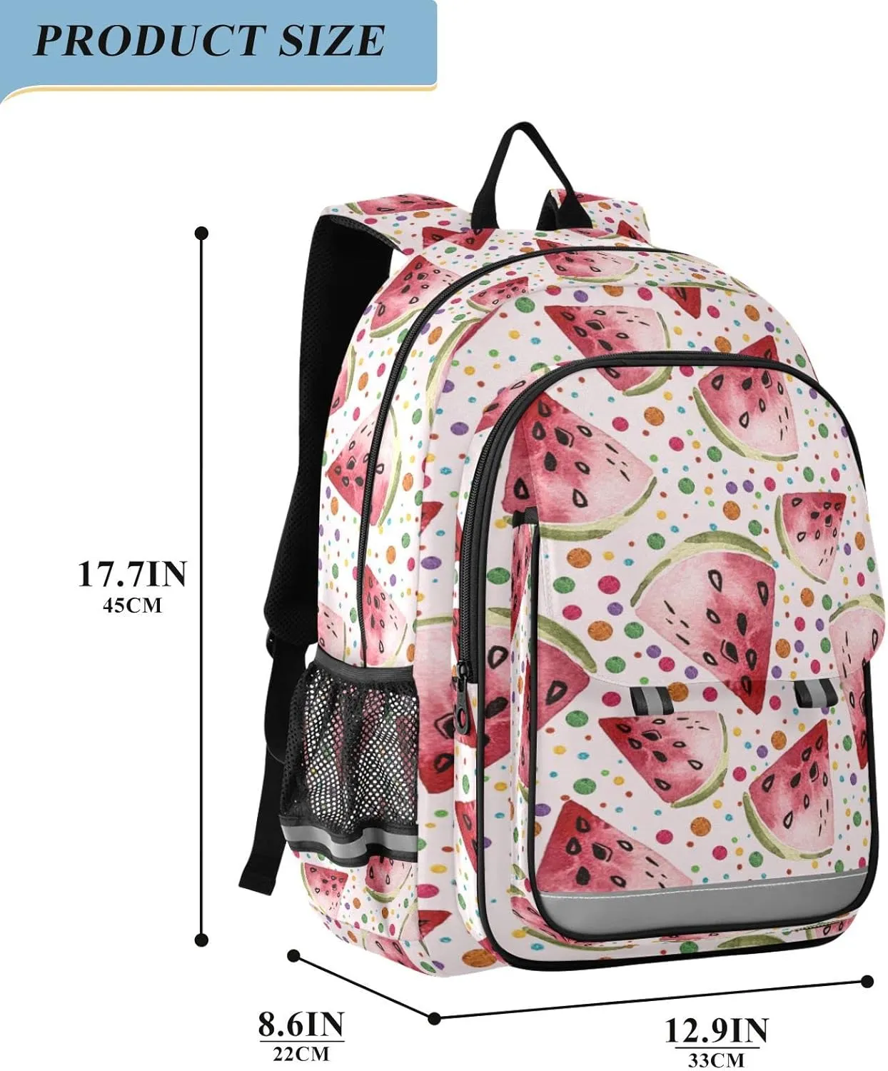 ALAZA Watercolor Watermelon Pot Dot Backpacks Reflective Safety Backpack