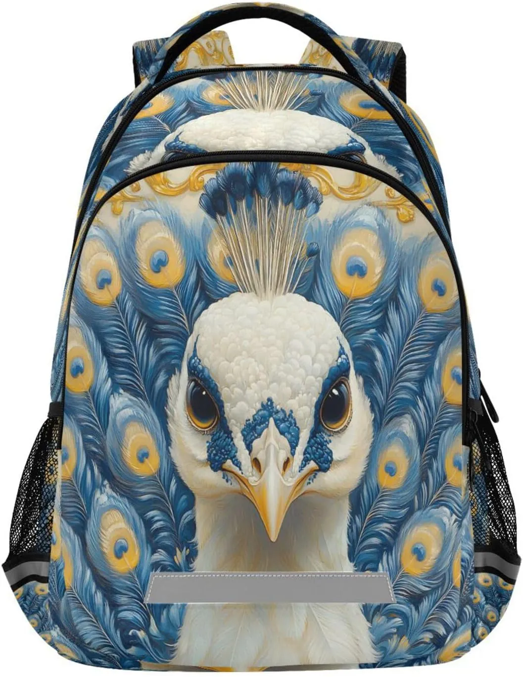 ALAZA White Peacock Backpacks Travel Laptop Daypack School Book Bag for Men Women Teens Kids
