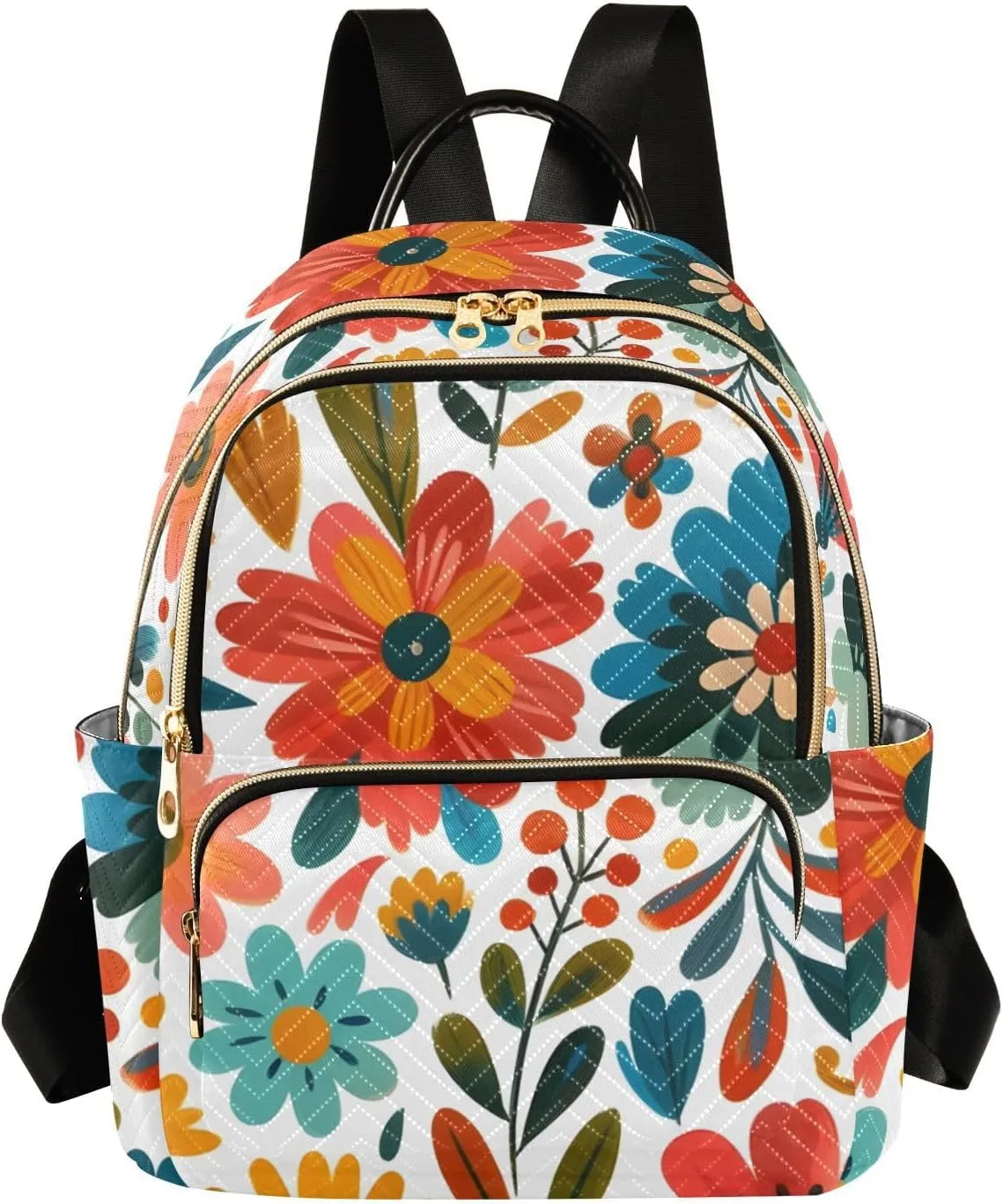 ALAZA Women Mini Backpack Purse Bag Lightweight Casual Daily Travel Backpack Colorful Wild Floral Flowers Back Pack Fashion Multipurpose Shoulder Bag,S