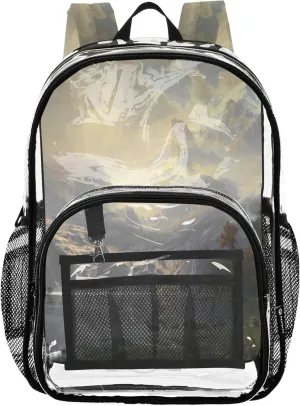 Albert Bierstadt Sierra Nevada Mountains Travel Clear Bags for Women Kids Girls Backpack Boys See through Approved Bag