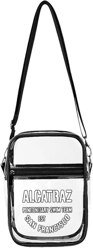 Alcatraz Penitentiary Swim Team San Francisco Clear Purse Stadium Crossbody Bags with Adjustable and Removable Strap Shoulder Handbags