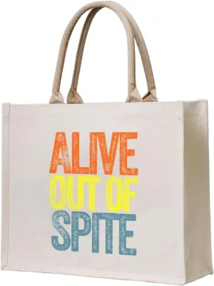 Alive Out of Spite Canvas Reusable Grocery Bags,15.7 x 13 x 5.1 Inches Canvas Tote Bag with Handles,Canvas Shopping Bags & Washable Eco-friendly Bags