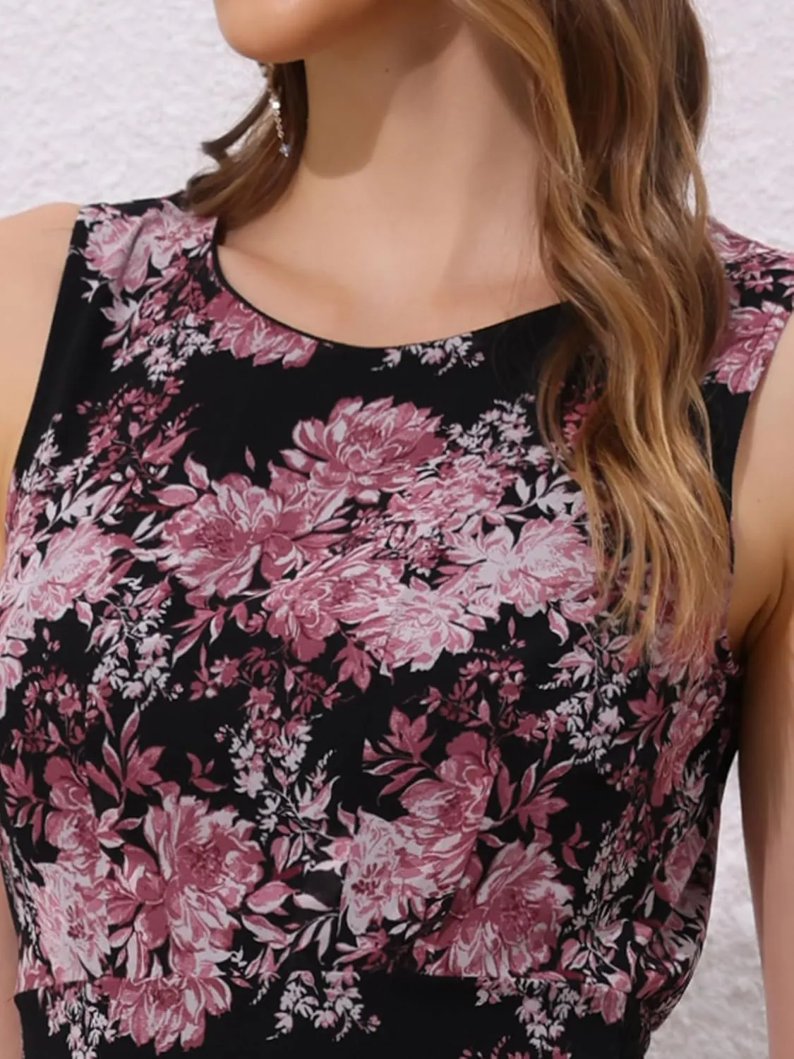 Allegra K Women's Summer Dresses 2025 Wrap Ruffle High Low Hem Round Neck Keyhole Back Sleeveless Floral Dress