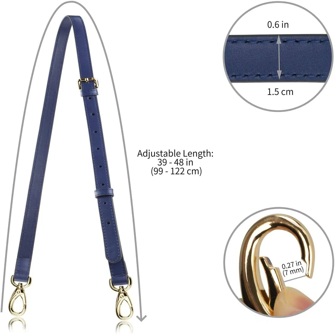 Allzedream Genuine Leather Purse Strap Replacement Crossbody Handbag Long Adjustable