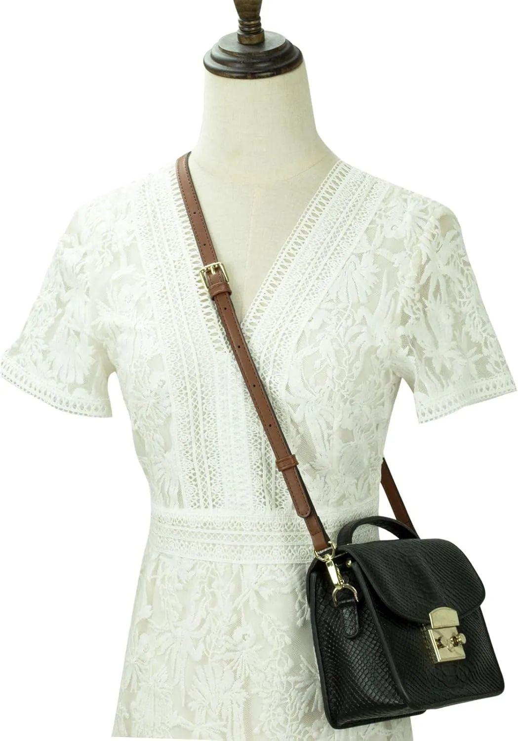 Allzedream Leather Purse Strap Replacement Crossbody Handbag Long Adjustable (Dark Brown)