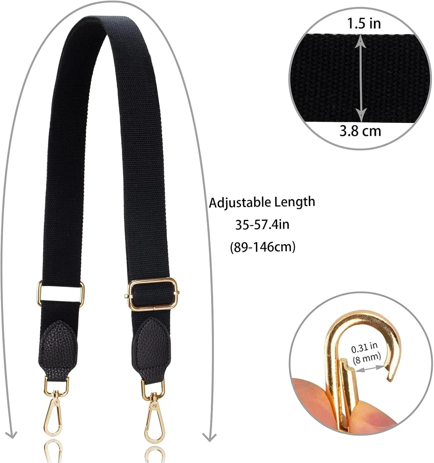 Allzedream Purse Straps Replacement Crossbody Bags Handbag Wide Canvas Leather Adjustable