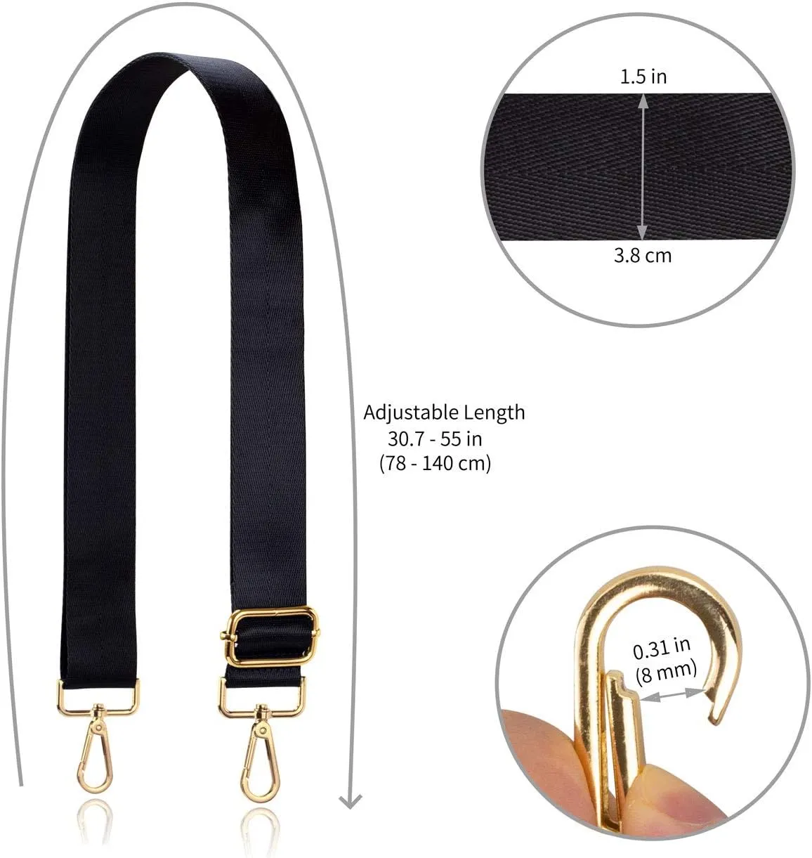Allzedream Wide Purse Strap Replacement Crossbody Shoulder Bag Adjustable