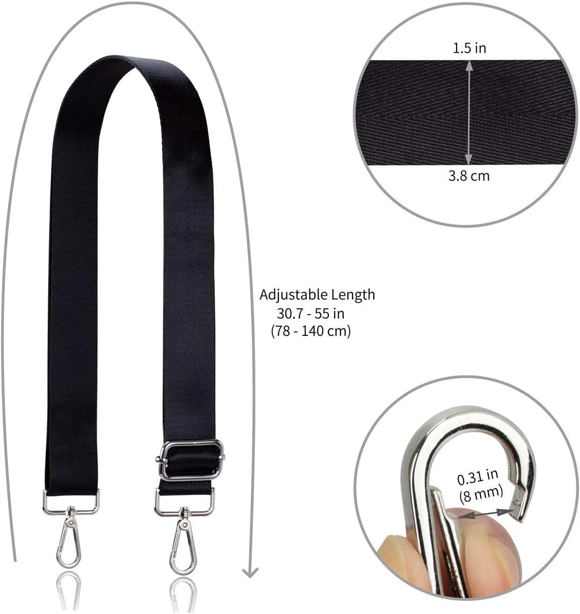 Allzedream Wide Purse Strap Replacement Crossbody Shoulder Bag Adjustable