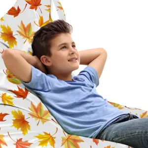 Ambesonne Autumn Lounger Chair Bag, Demonstration of Fallen Maple Leaves on a Plain Background Fall Season, High Capacity Storage with Handle Container, Lounger Size, White and Multicolor