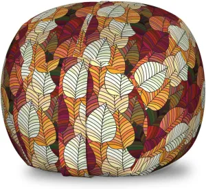 Ambesonne Fall Leaves Storage Toy Bag Chair, Graphical Interpretations of Striped Motifs Overlapping Print Design Abstract, Stuffed Animal Organizer Washable Bag, Small Size, Multicolor