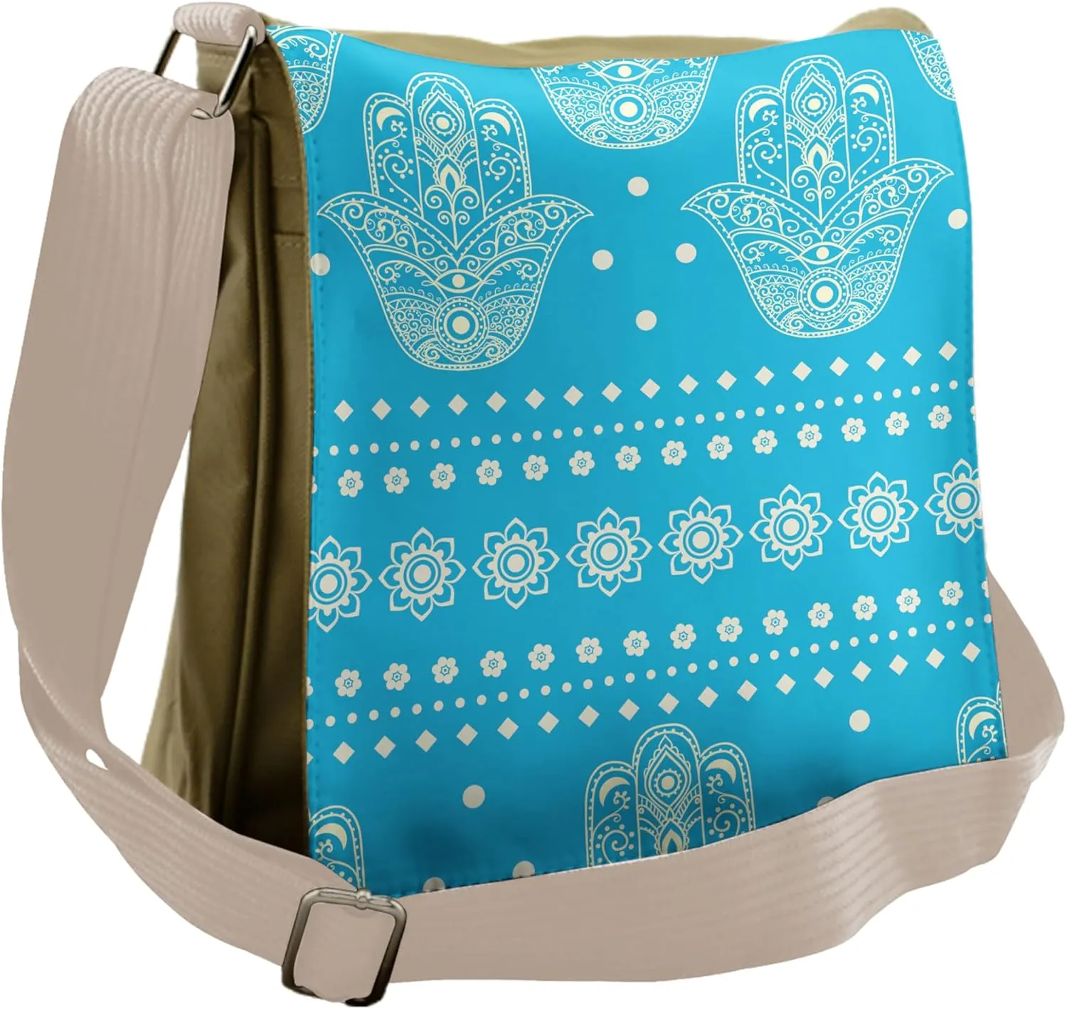 Ambesonne Hamsa Messenger Bag, Eastern Cultural Floral, Unisex Cross-body