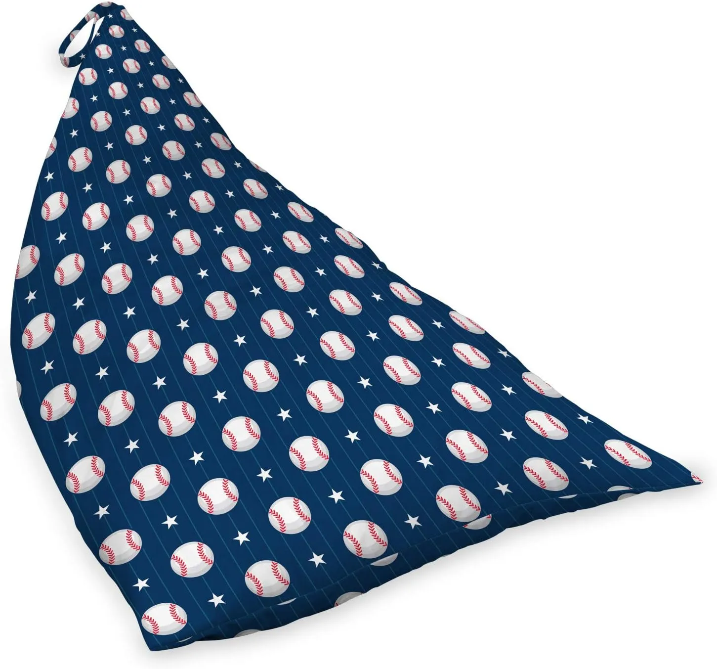 Ambesonne Sports Lounger Chair Bag, Baseball Patterns on Vertical Striped Background Stars Design, High Capacity Storage with Handle Container, Lounger Size, Night Blue Red White