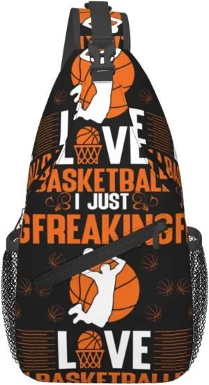 American Flag Basketball Crossbody Bag Adjustable Sling Bag Casual Chest Bags Travel Shoulder Backpack