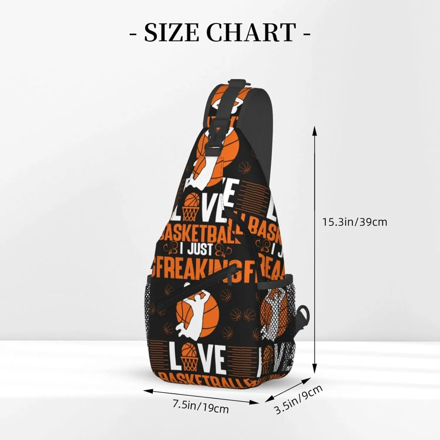 American Flag Basketball Crossbody Bag Adjustable Sling Bag Casual Chest Bags Travel Shoulder Backpack