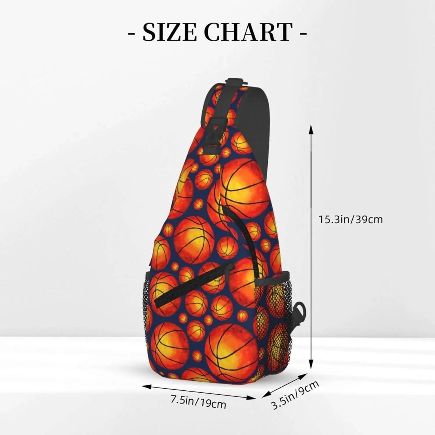 American Flag Basketball Crossbody Bag Adjustable Sling Bag Casual Chest Bags Travel Shoulder Backpack