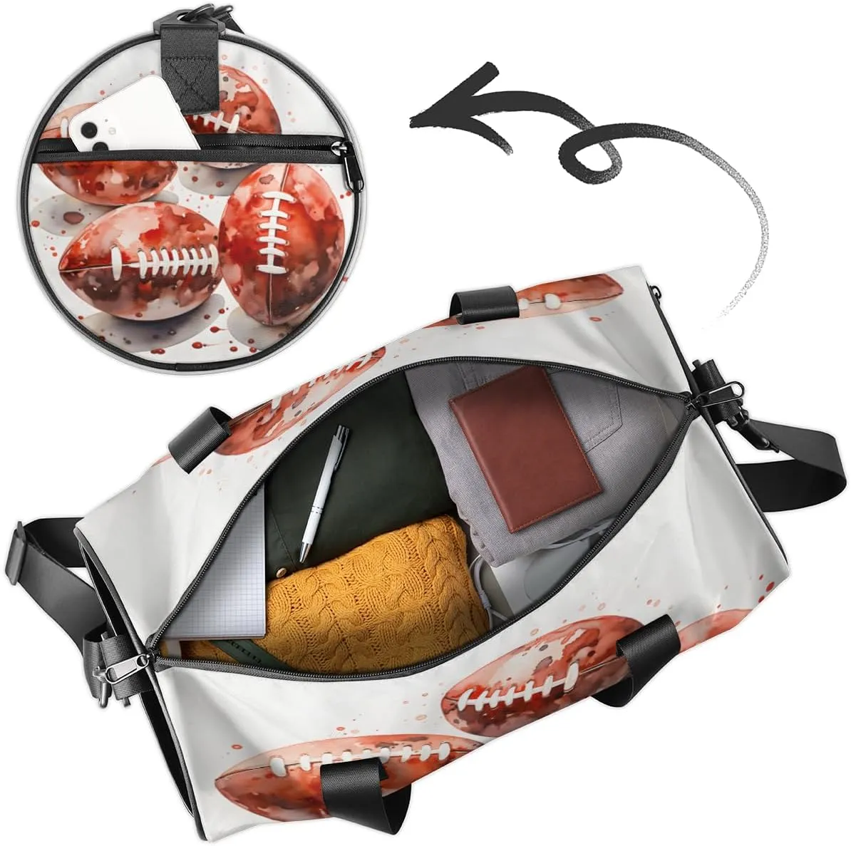 American football Personalized Dance Bags, American football Custom Sport Duffel Bag Travel Duffle Bag Overnight Weekender Bag