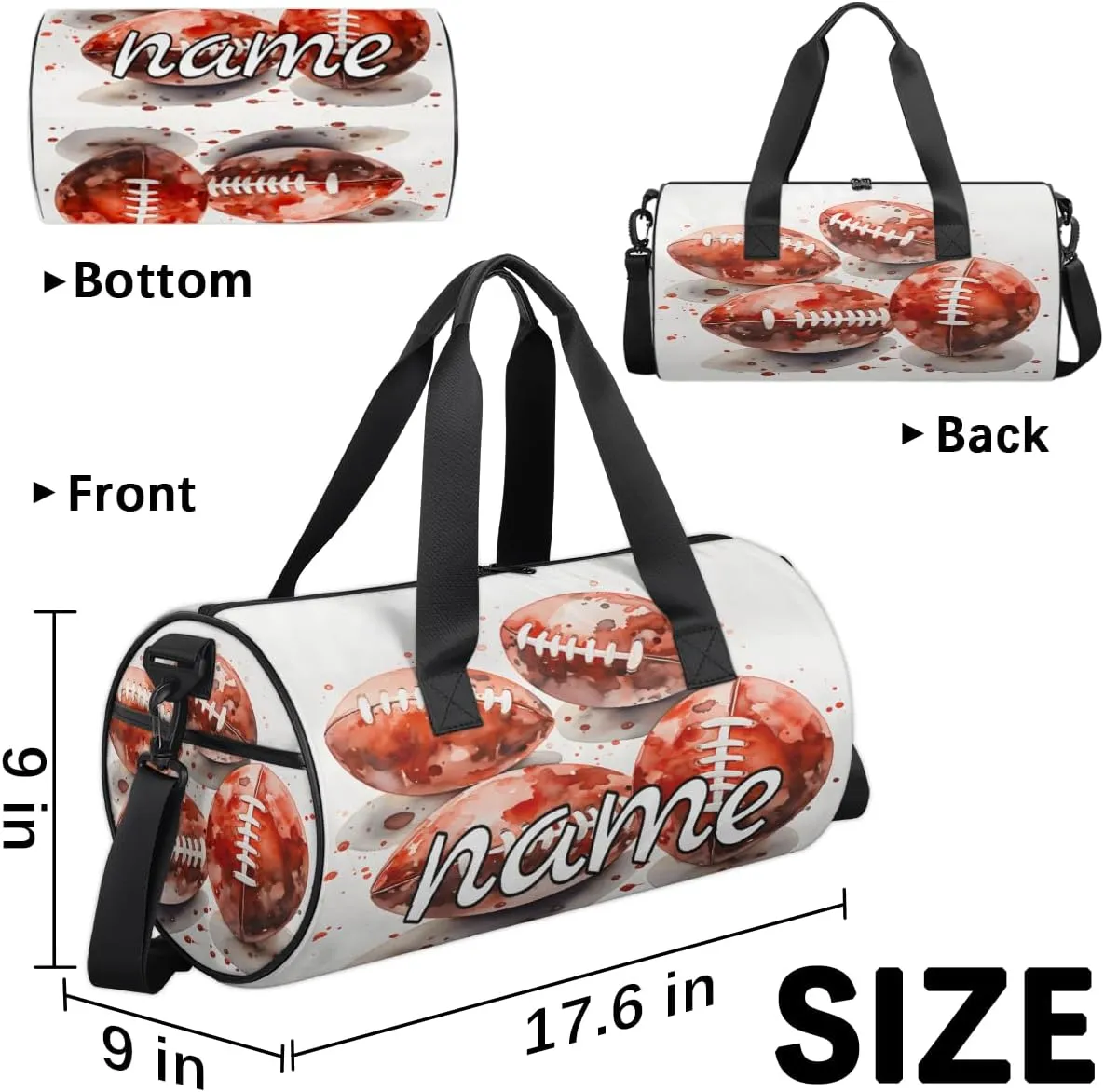 American football Personalized Dance Bags, American football Custom Sport Duffel Bag Travel Duffle Bag Overnight Weekender Bag