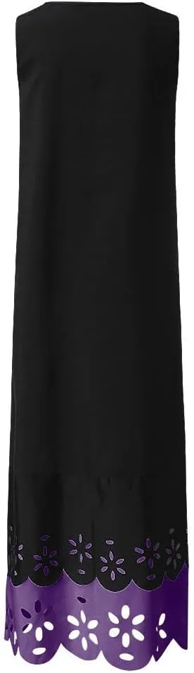 and Blue Floral Sleeveless Maxi Dress for Women with V-Neck and Elegant Design