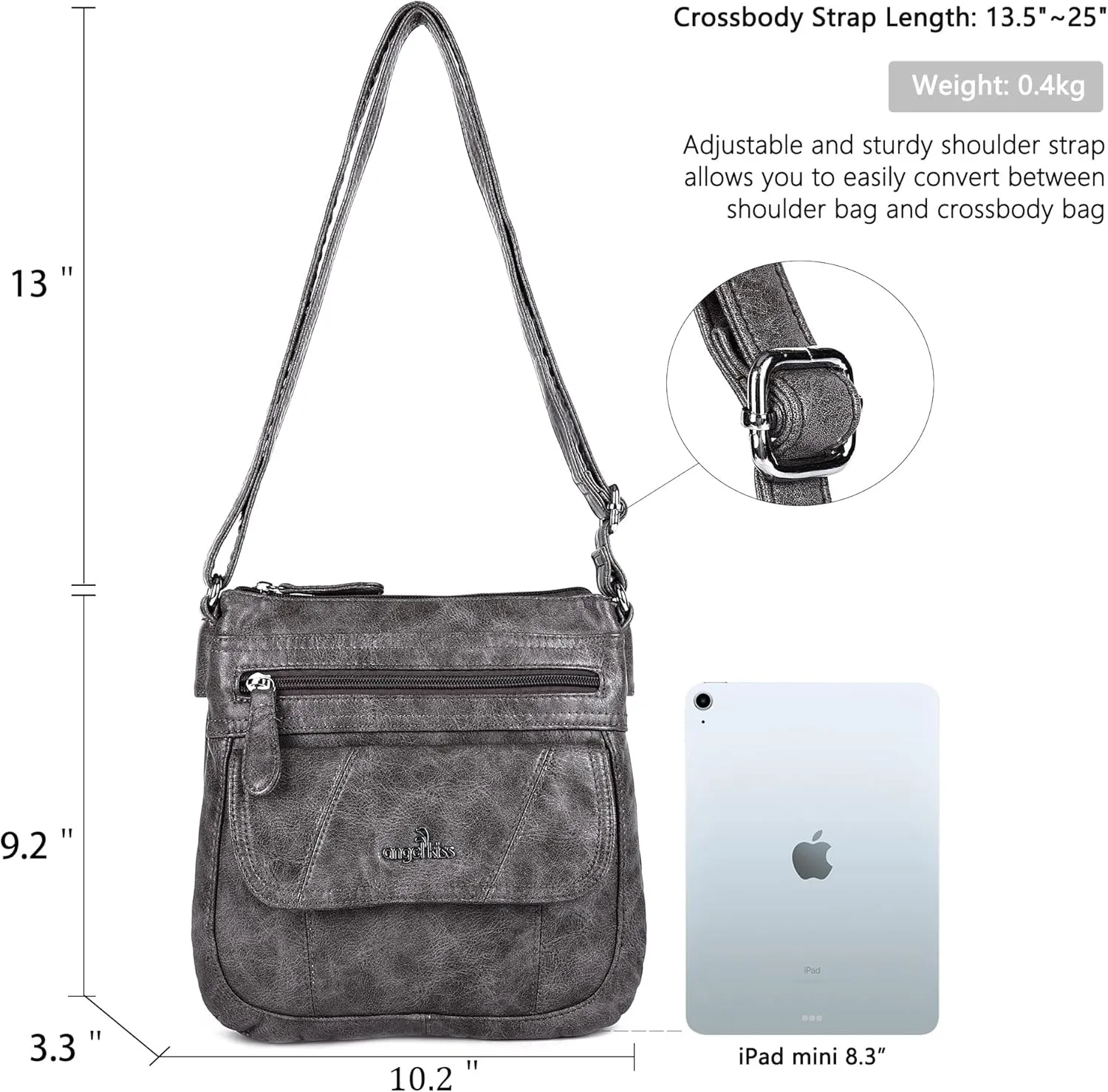 Angelkiss Small Womens Crossbody Bag Leather Shoulder Purse for Women Hobo Bag with Adjustable Shoulder Strap