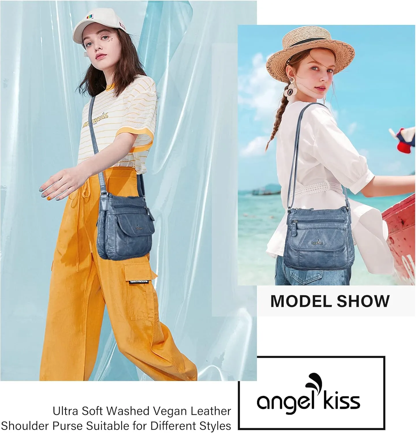 Angelkiss Small Womens Crossbody Bag Leather Shoulder Purse for Women Hobo Bag with Adjustable Shoulder Strap