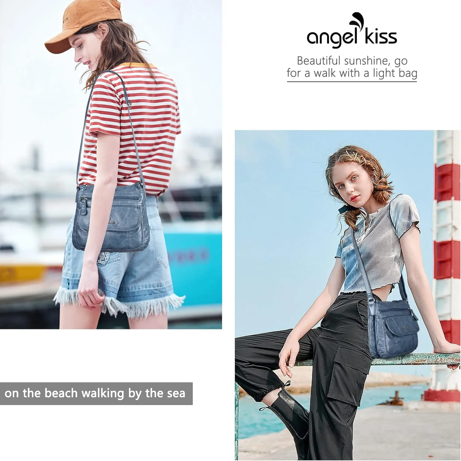 Angelkiss Small Womens Crossbody Bag Leather Shoulder Purse for Women Hobo Bag with Adjustable Shoulder Strap